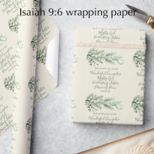 Isaiah 9:6 Schrift Custom Modern Pine Christmas Geschenkpapier