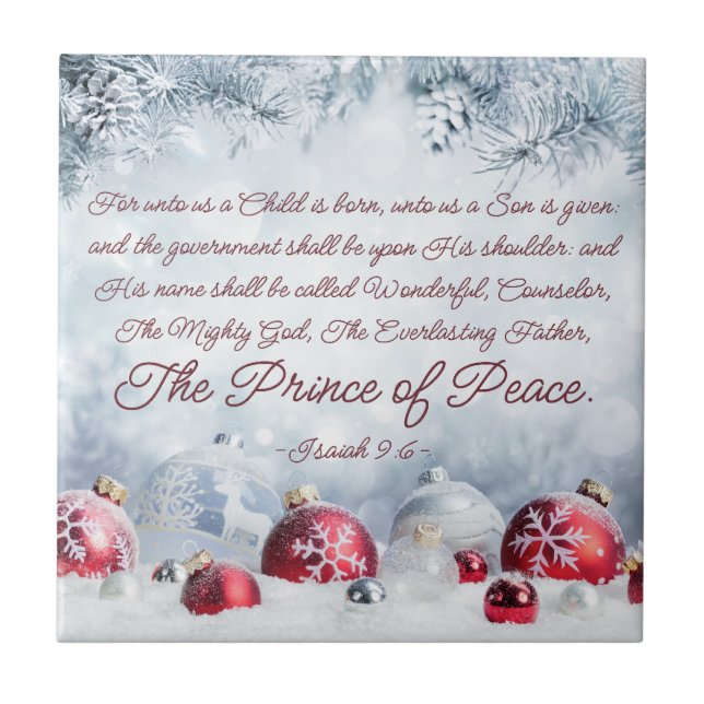 Isaiah 9:6 Uns a Kind ist Geboren Weihnachten Fliese (Vorderseite)