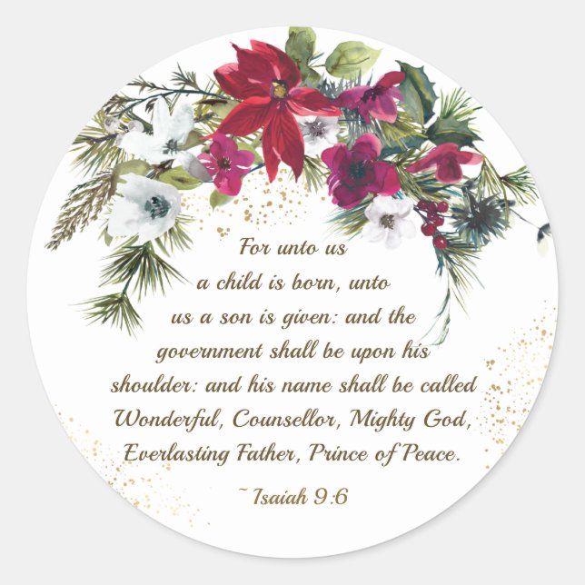 Isaiah 9:6 Uns a Kind ist Geborene Bibel Weihnacht Runder Aufkleber (Vorderseite)