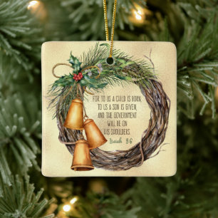 Isaiah 9:6 Weihnachts-Biokonzept-Kranz Keramikornament