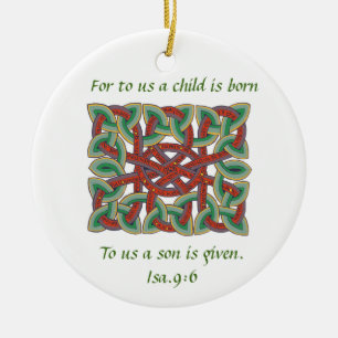 Isaiah 9 Bible Verse Kalligraphie keltischer Knote Keramik Ornament