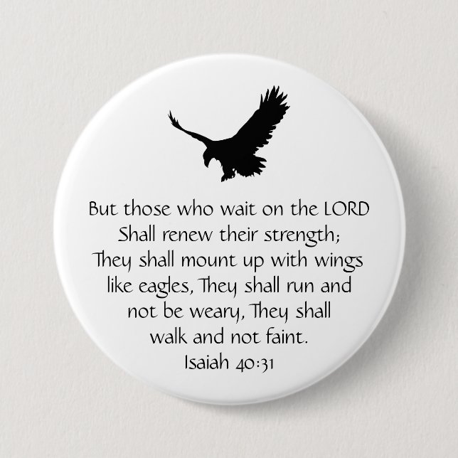 Isaiah Bible Scripture wartet auf den Lord Eagle Button (Vorderseite)
