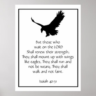 Isaiah Bible Scripture wartet auf den Lord Eagle Poster