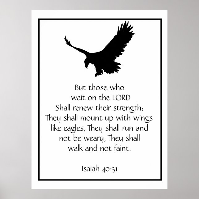 Isaiah Bible Scripture wartet auf den Lord Eagle Poster (Vorne)