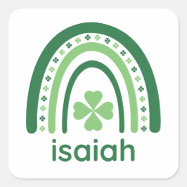 Isaiah Name Clover Boho Rainbow Quadratischer Aufkleber