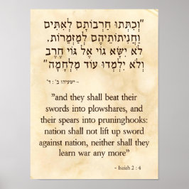Isaiahs Endzeitansatz auf Hebräisch und Englisch Poster