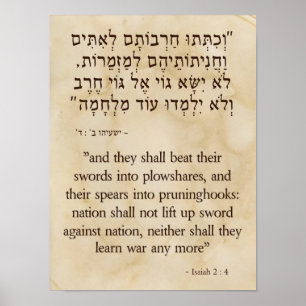 Isaiahs Schwerter-zu-Plowshare-Vision Poster