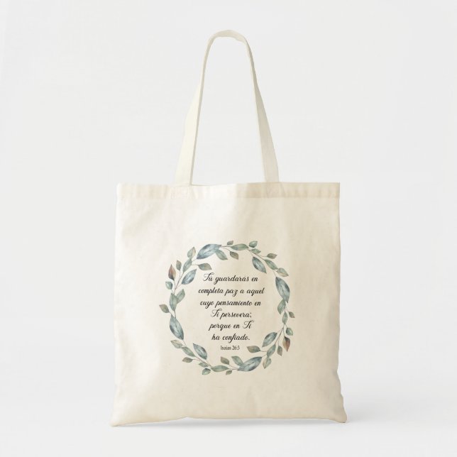 Isaias 26, spanish bible verse Tote Bag Tragetasche (Vorne)