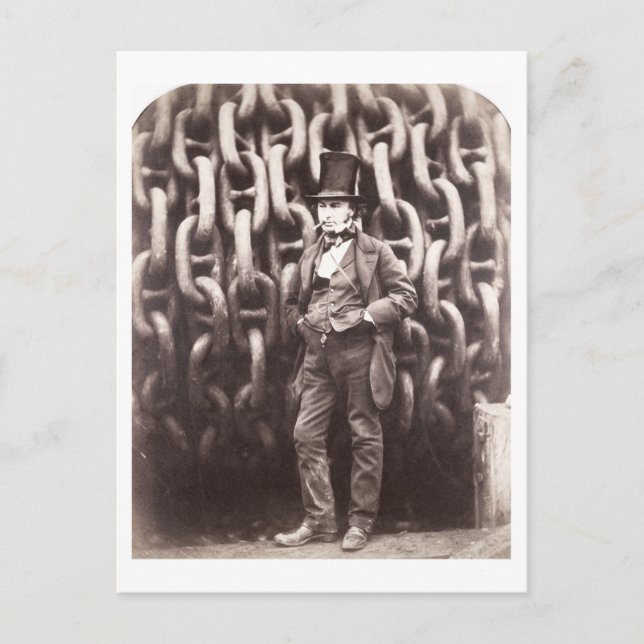 Isambard Kingdom Brunel, stehend vor dem Postkarte (Vorderseite)