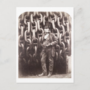 Isambard Kingdom Brunel, stehend vor dem Postkarte