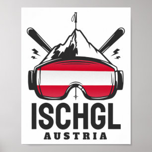 Ischgl Austria Ski Resort Retro Skifahren Poster