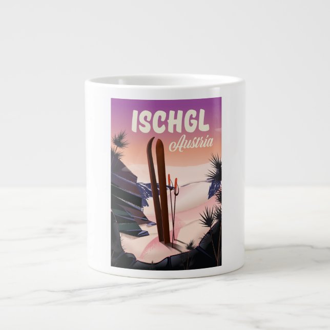 Ischgl Austria Vintages Skiposter. Jumbo-Tasse (Vorderseite)