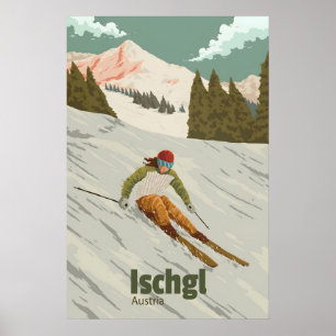 Ischgl Österreich Skigebiet Reiseplakat Poster
