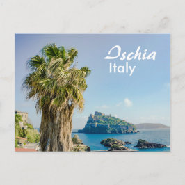 Ischia in Italien Palm Tree mit Castello Aragonese Postkarte