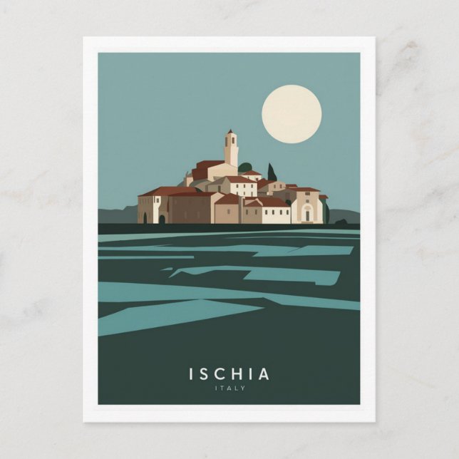 Ischia Italien Stylist Illustration Postkarte (Vorderseite)