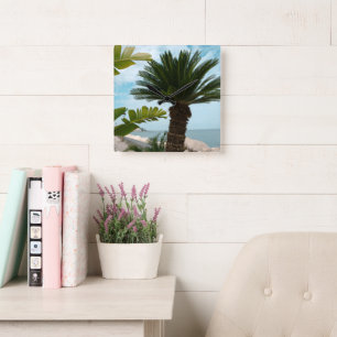 Ischia Ponte Meerblick Palme Serenity 1 Quadratische Wanduhr