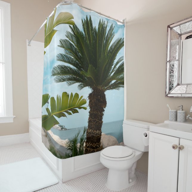 Ischia Ponte Oceanfront Palm Serenity 1 Duschvorhang (Beispiel)