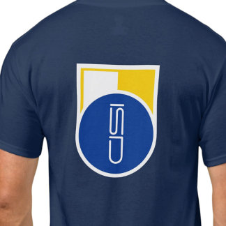 ISD Blau-Gelb Weiß Grafik-Logotype T-Shirt