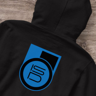 ISD Men's Black Blue Logo Streetwear Hoodie