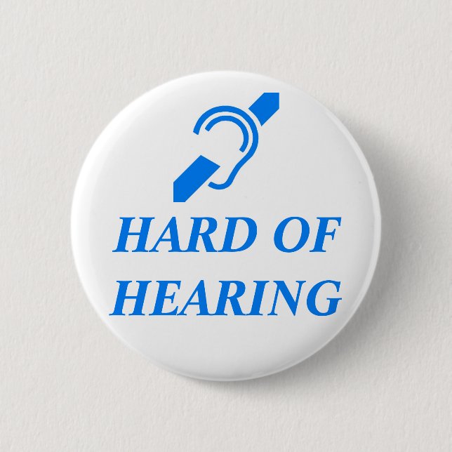 ISD stark der Anhörung, blau auf Weiß Button (Vorderseite)