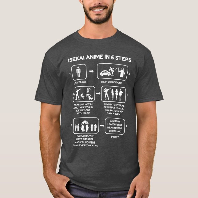 Isekai Anime In Si Steps Funny Isekai Anime Novelt T-Shirt (Vorderseite)