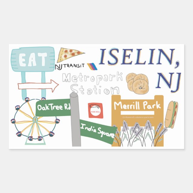 Iselin, NJ Doodle Sticker (Vorderseite)