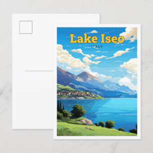 Iseosee Italien Reise Vintage-Illustration Postkarte