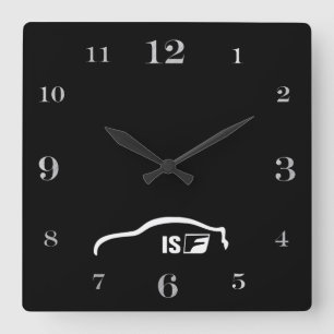 ISF white brushstroke logo Quadratische Wanduhr