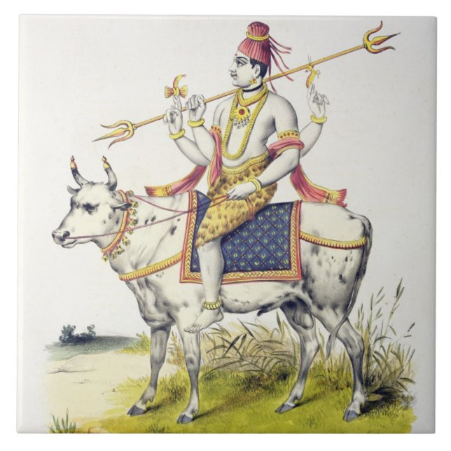 Ishana oder Shiva, graviert von C. de Motte Fliese (Vorderseite)