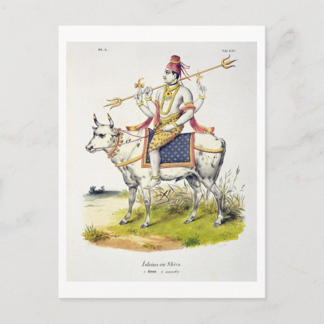 Ishana oder Shiva, in Gravur von C. de Motte (1785 Postkarte (Vorderseite)