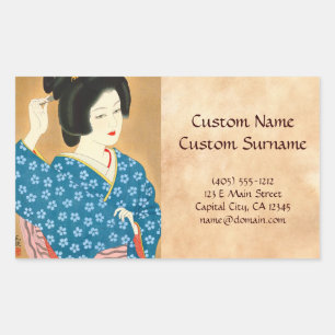 Ishida Waka Spring Sentiment japanische Dame Rechteckiger Aufkleber