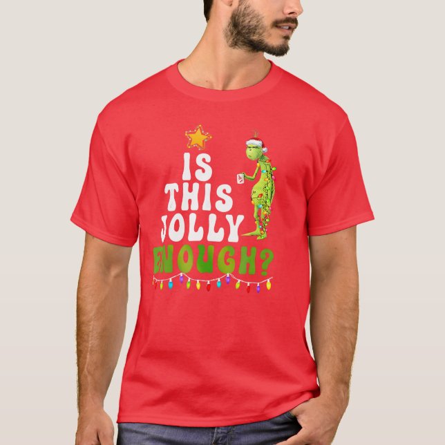 ishis Jolly Enough Green Merry Christmasree Lights T-Shirt (Vorderseite)