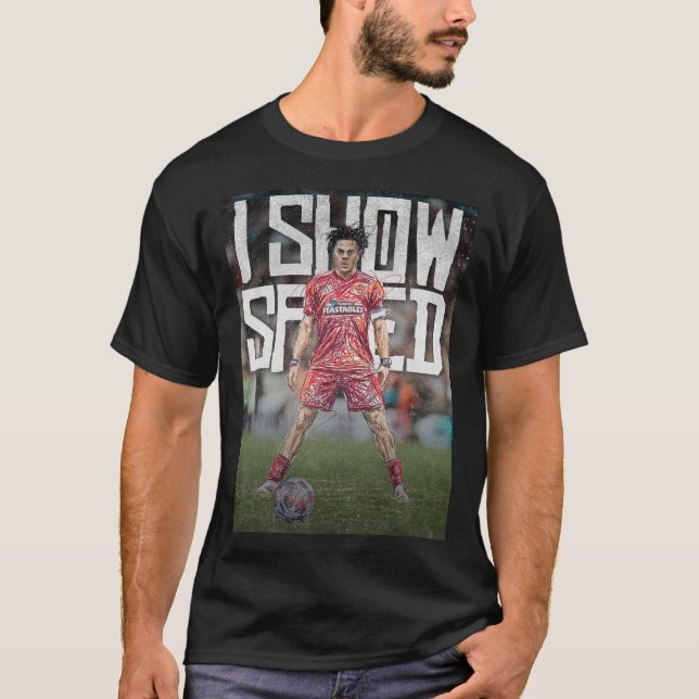 ishowspeed Inspired Football Illustration T-Shirt (Vorderseite)