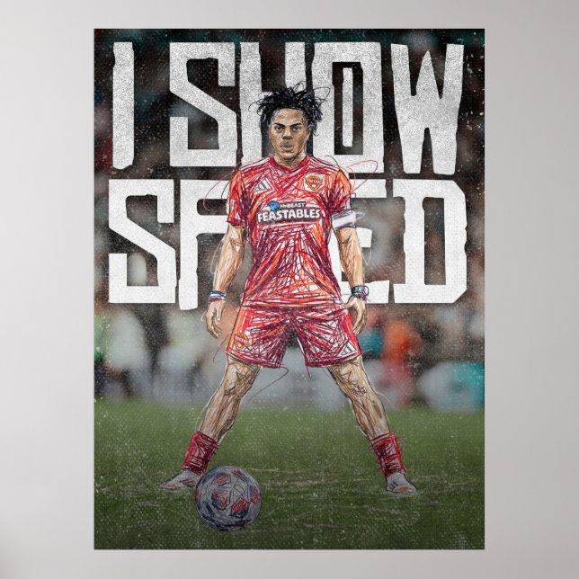 ishowspeed Inspirierte Fußballillustration Poster (Vorne)