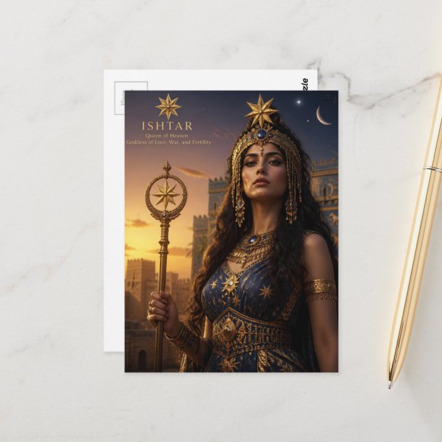 Ishtar Göttin Postkarte (Vorderseite/Rückseite Beispiel)