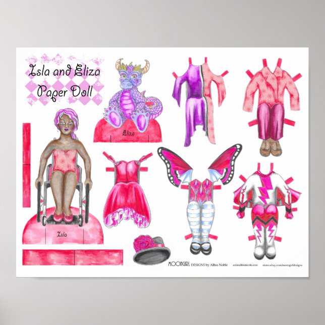 Isla and Eliza Paper Doll Set - Play oder Display Poster (Vorne)
