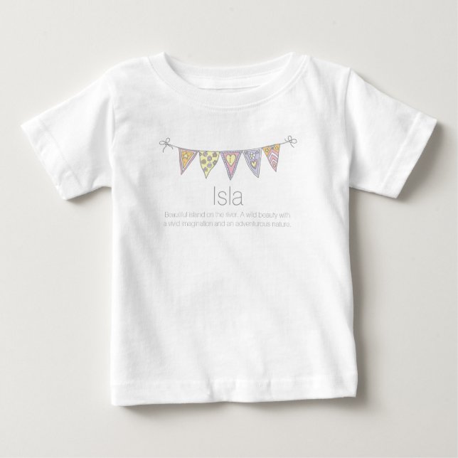 Isla Girls Name bedeutet bunte Flagge T - Shirt (Vorderseite)