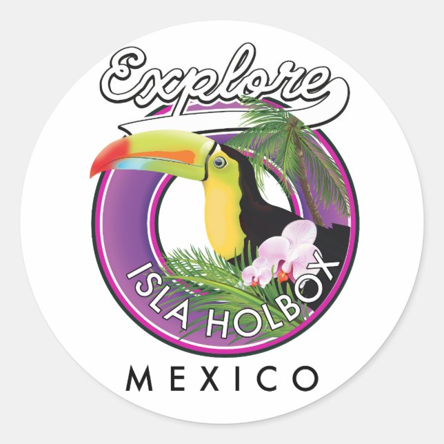 Isla Holbox Beach mexico Reisepflaster Post Runder Aufkleber (Vorderseite)