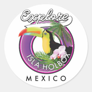 Isla Holbox Beach mexico Reisepflaster Post Runder Aufkleber