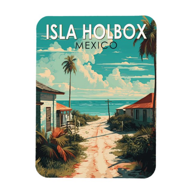 Isla Holbox Mexico Reisen Kunst Vintag Magnet (Vertikal)