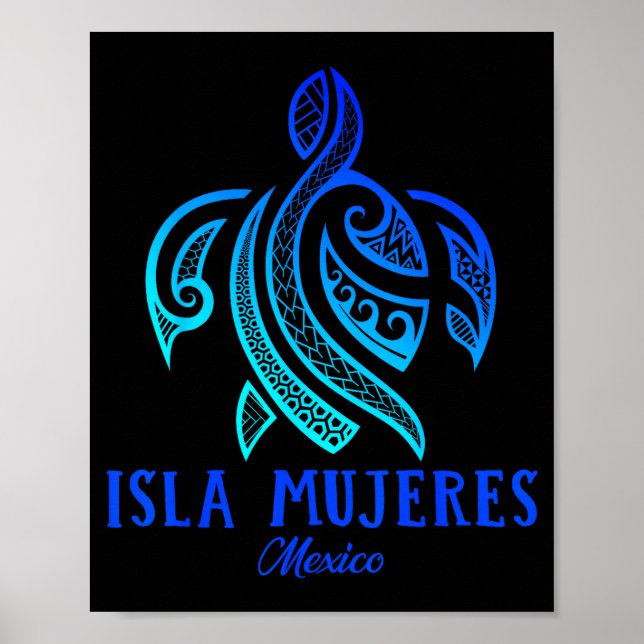 Isla Mujeres Mexico Sea Turtle Tie Dye Hibiscus Va Poster (Vorne)