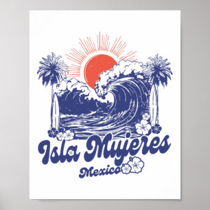 Isla Mujeres Mexiko 2025 Urlaub Surfen Vintage Poster