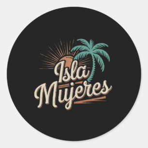 Isla Mujeres Mexiko Urlaubs-Souvenirs Familie Urla Runder Aufkleber