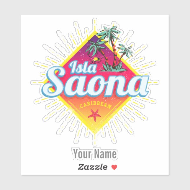 Isla Saona Karibische Dominikanische Republik Retr Aufkleber (Blatt)