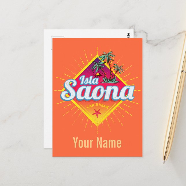 Isla Saona Karibische Dominikanische Republik Retr Postkarte (Vorderseite/Rückseite Beispiel)