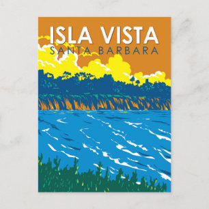 Isla Vista California Travel Art Vintag Postkarte