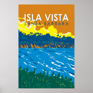 Isla Vista Kalifornien Reise Kunst Vintage Poster