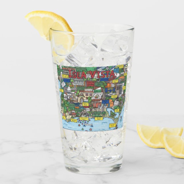 Isla Vista Map Glass Tumbler (Vorderseite Ice)