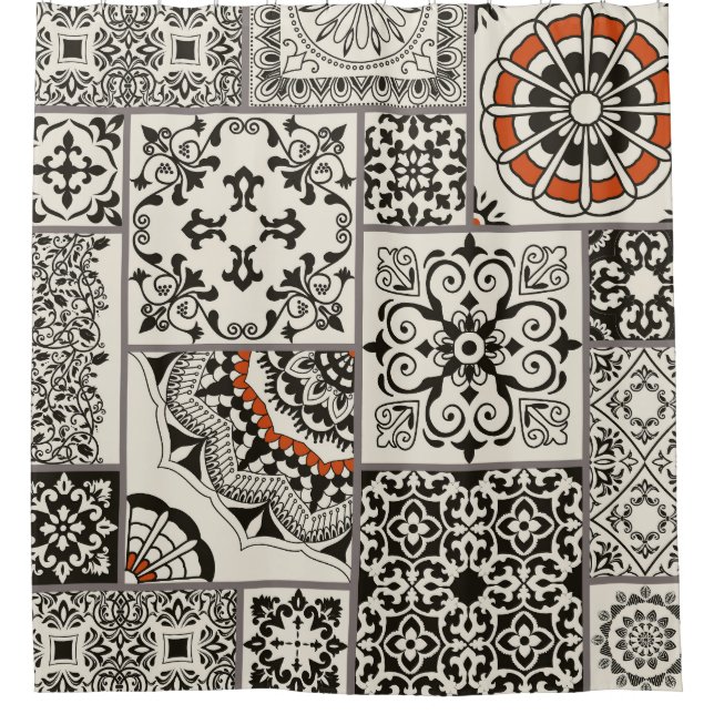 Islam Arabic Majolica Tiles Patchwork Duschvorhang (Vorderseite)