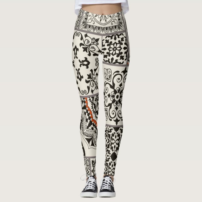 Islam Arabic Majolica Tiles Patchwork Leggings (Vorderseite)